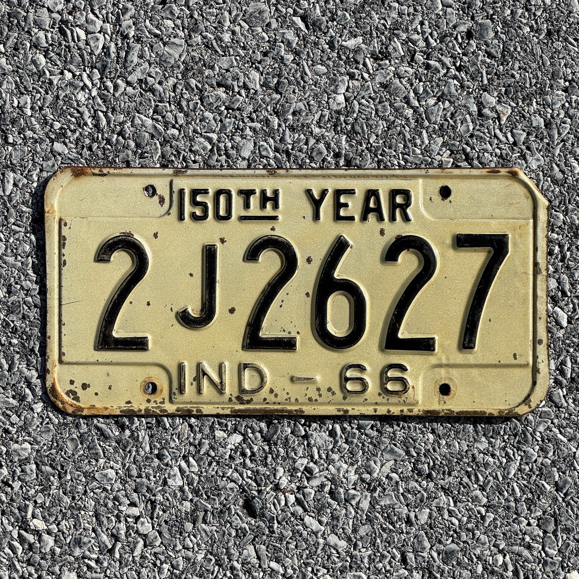 Photo of a 1966 Indiana License Plate Auto Tag Garage Decor Vintage 2J2627