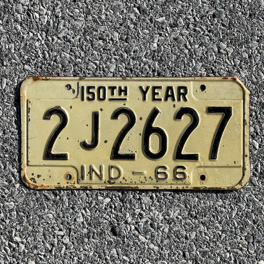Photo of a 1966 Indiana License Plate Auto Tag Garage Decor Vintage 2J2627