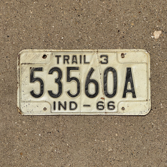 Photo of a 1966 Indiana Trailer License Plate Auto Tag Garage Decor Vintage 53560 A