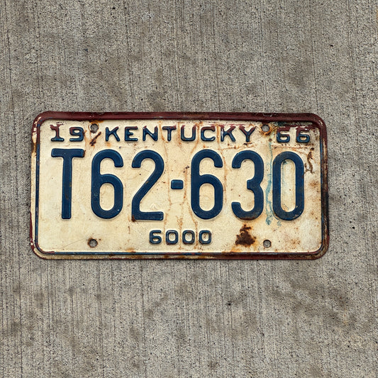 Photo of a 1966 Kentucky Truck License Plate Auto Tag Garage Decor Vintage T 62 630 with original patina