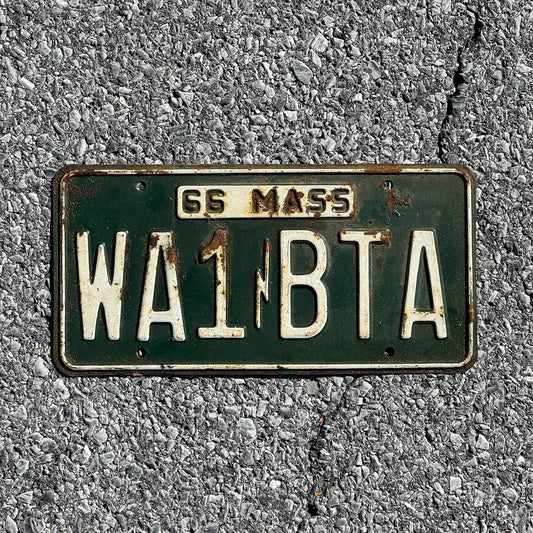 Photo of a 1966 Massachusetts Ham Radio License Plate Auto Tag Garage Decor Vintage WA1 BTA