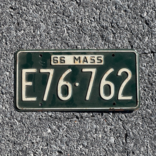 Photo of a 1966 Massachusetts License Plate Auto Tag Garage Decor Vintage E76 762