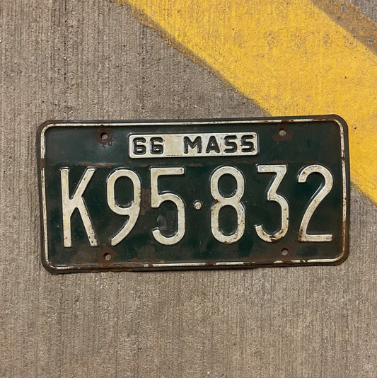 Photo of a 1966 Massachusetts License Plate Auto Tag Garage Decor Vintage Mass K 95 832