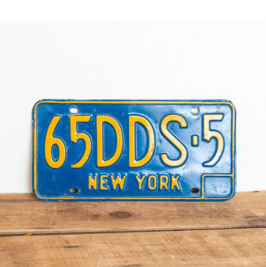 Photo of a 1966 New York Dentist License Plate Auto Tag Garage Decor Vintage 65 DDS 5 with original patina