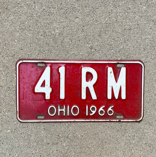 Photo of a 1966 Ohio License Plate Auto Tag Garage Decor Vintage 41 RM with original patina
