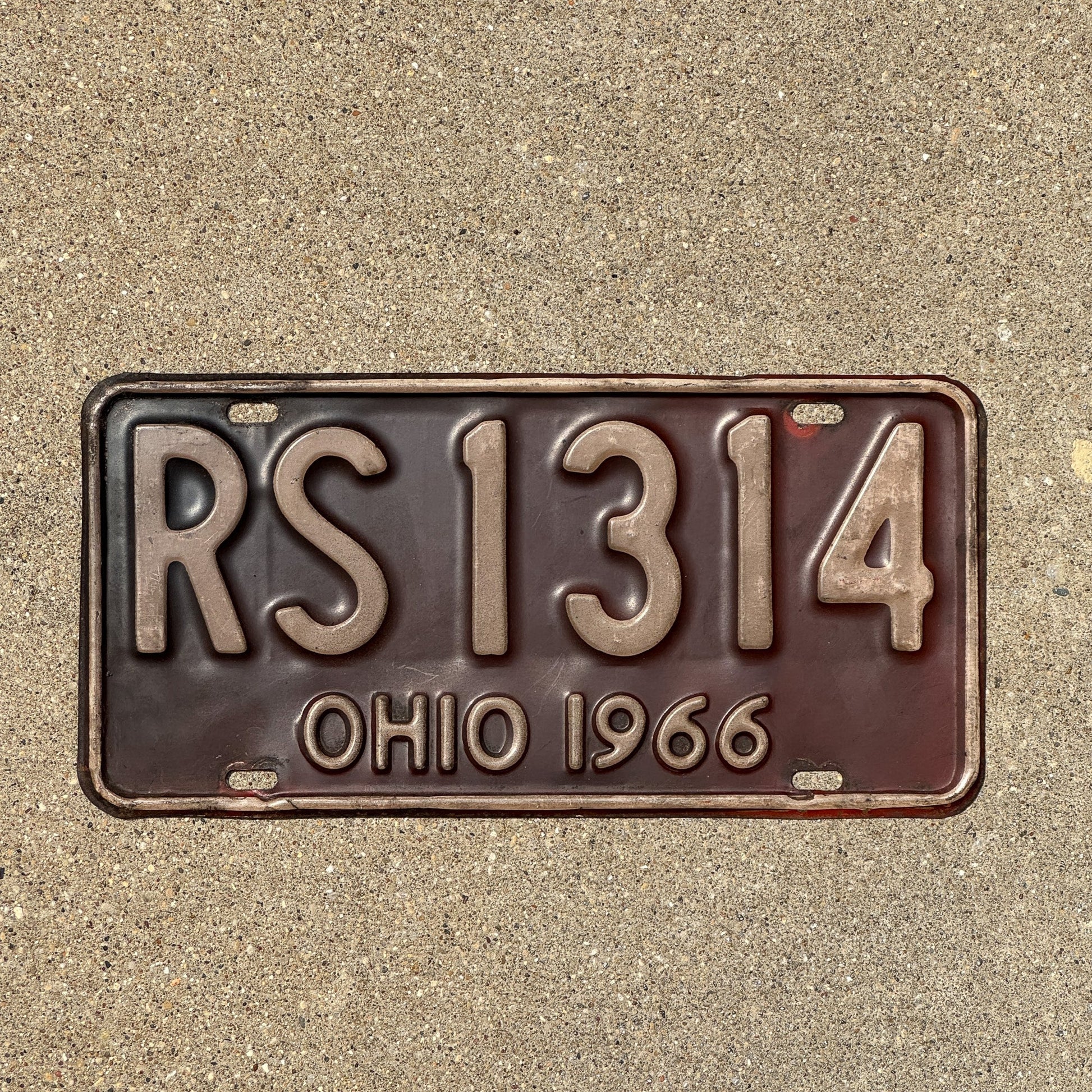 Photo of a 1966 Ohio License Plate Auto Tag Garage Decor Vintage RS 1314