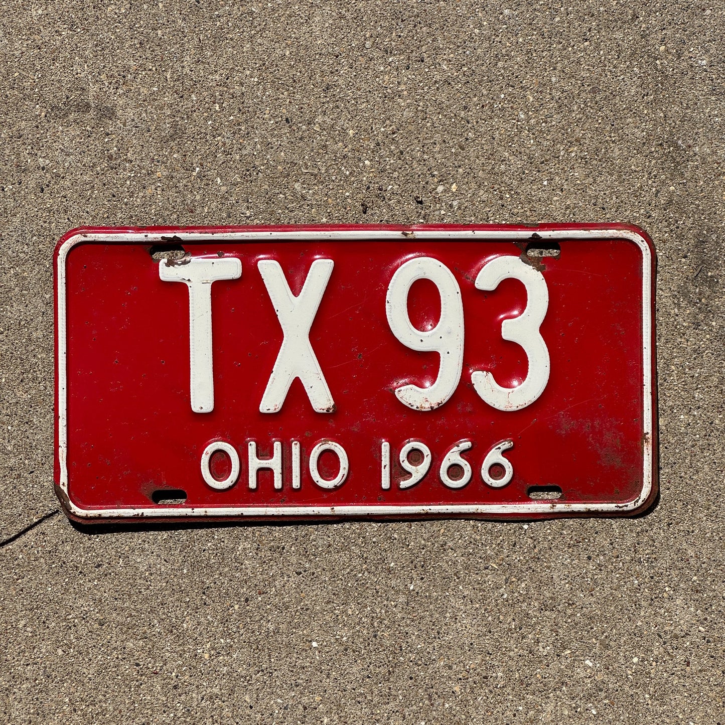 Photo of a 1966 Ohio License Plate Auto Tag Garage Decor Vintage Texas TX 93