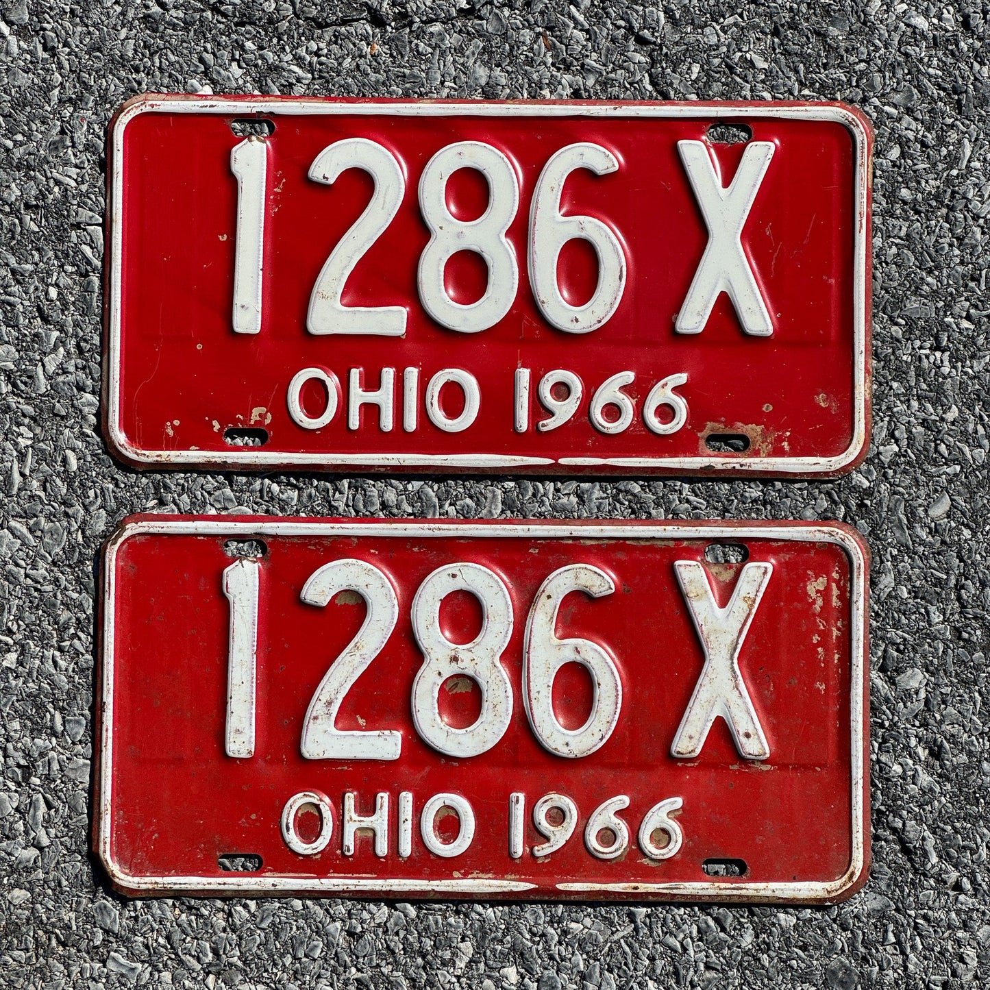 Photo of a 1966 Ohio License Plate Pair Auto Tag Garage Decor Vintage 1286 X