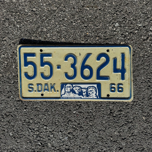 Photo of a 1966 South Dakota License Plate Auto Tag Garage Decor Vintage Roberts County 55 3624