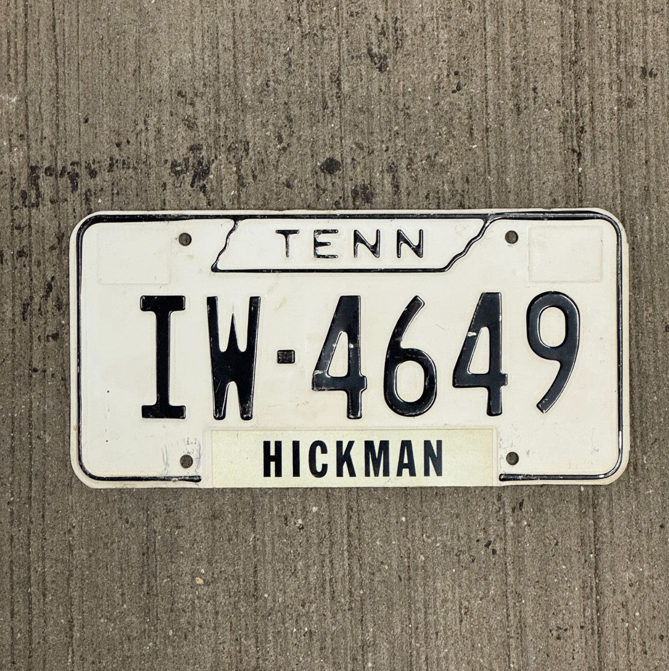 Photo of a 1966 Tennessee License Plate Auto Tag Garage Decor Vintage Hickman County IW 4649 with original patina