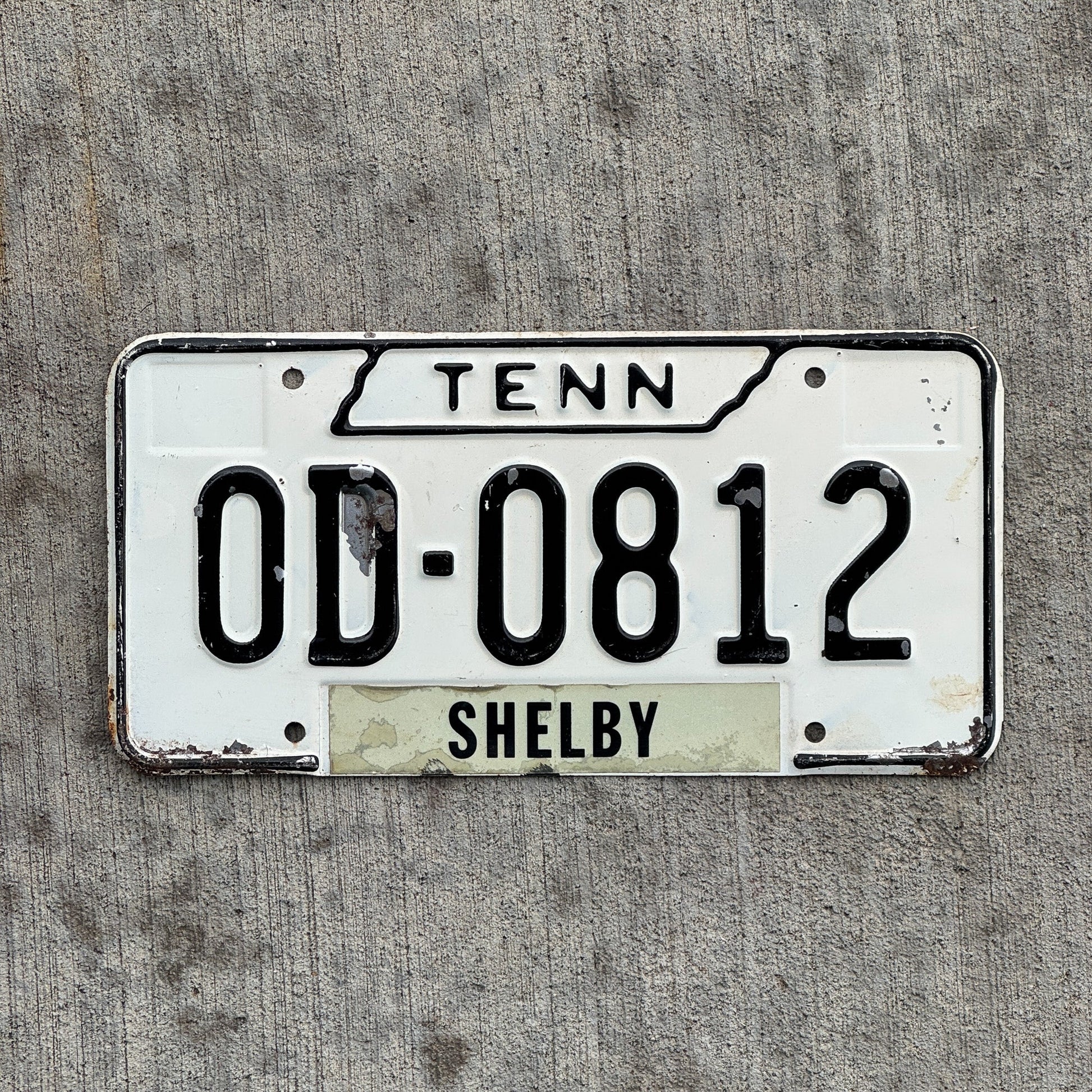 Photo of a 1966 Tennessee License Plate Auto Tag Garage Decor Vintage OD 0812 with original patina