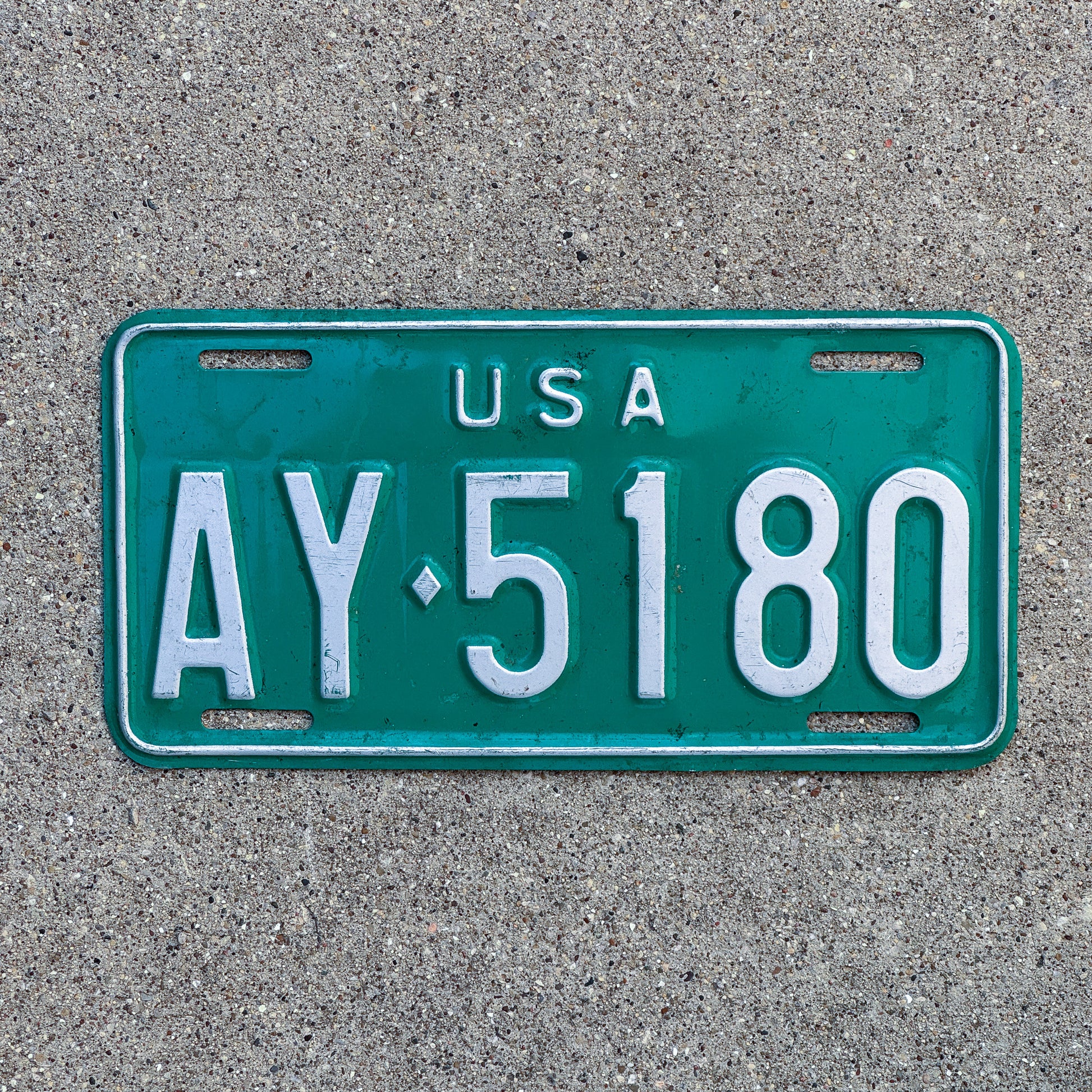 Photo of a 1966 US Forces Germany License Plate Auto Tag Garage Decor Vintage AY 5180 with original patina