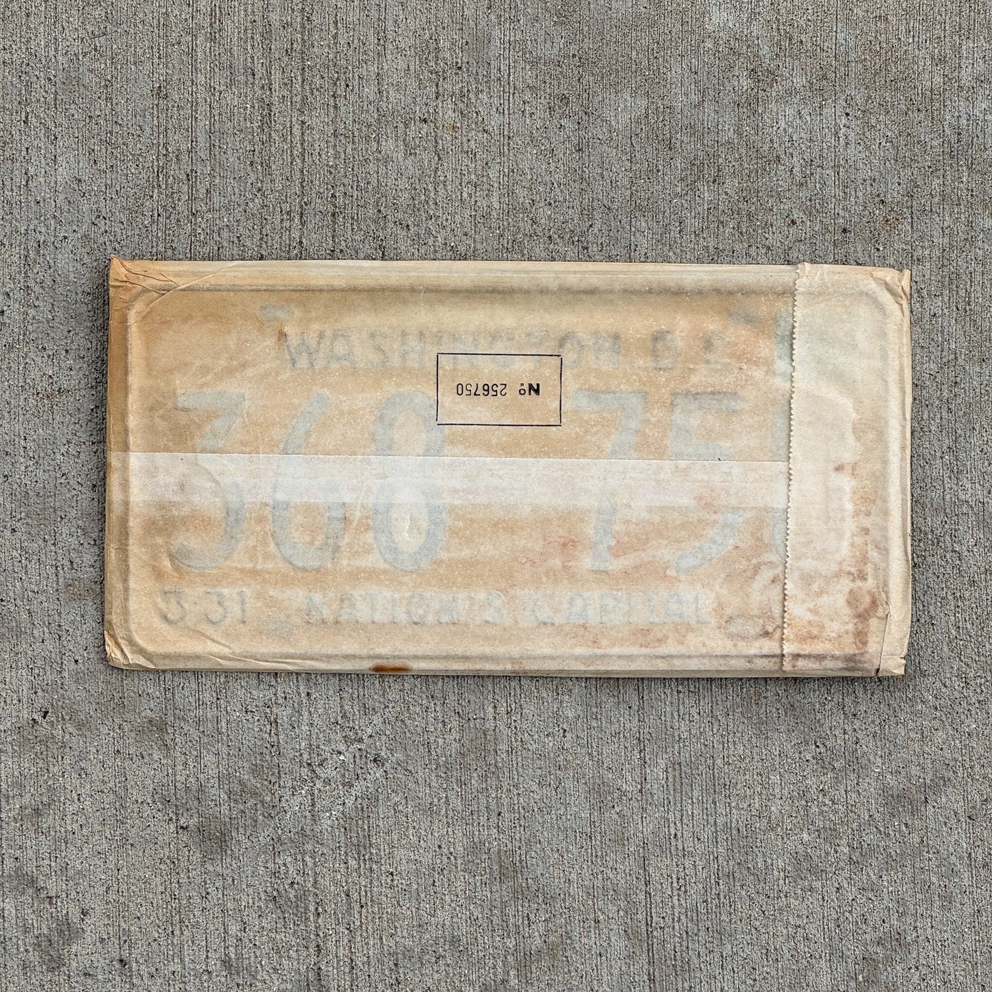 Photo of a 1967 1968 Washington DC License Plate Pair Auto Tag Garage Decor Vintage with Envelope 368 750 with original patina