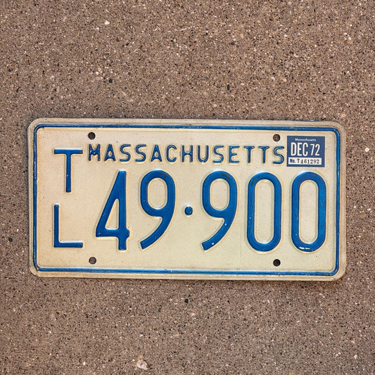 Photo of a 1967 1972 Massachusetts Trailer License Plate Auto Tag Garage Decor Vintage TL 49900