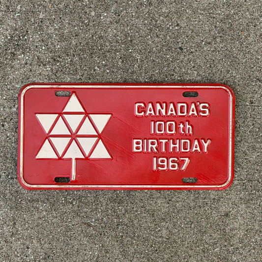 Photo of a 1967 Canada's 100th Birthday Canada Booster License Plate Auto Tag 2 Vintage Garage
 with original patina