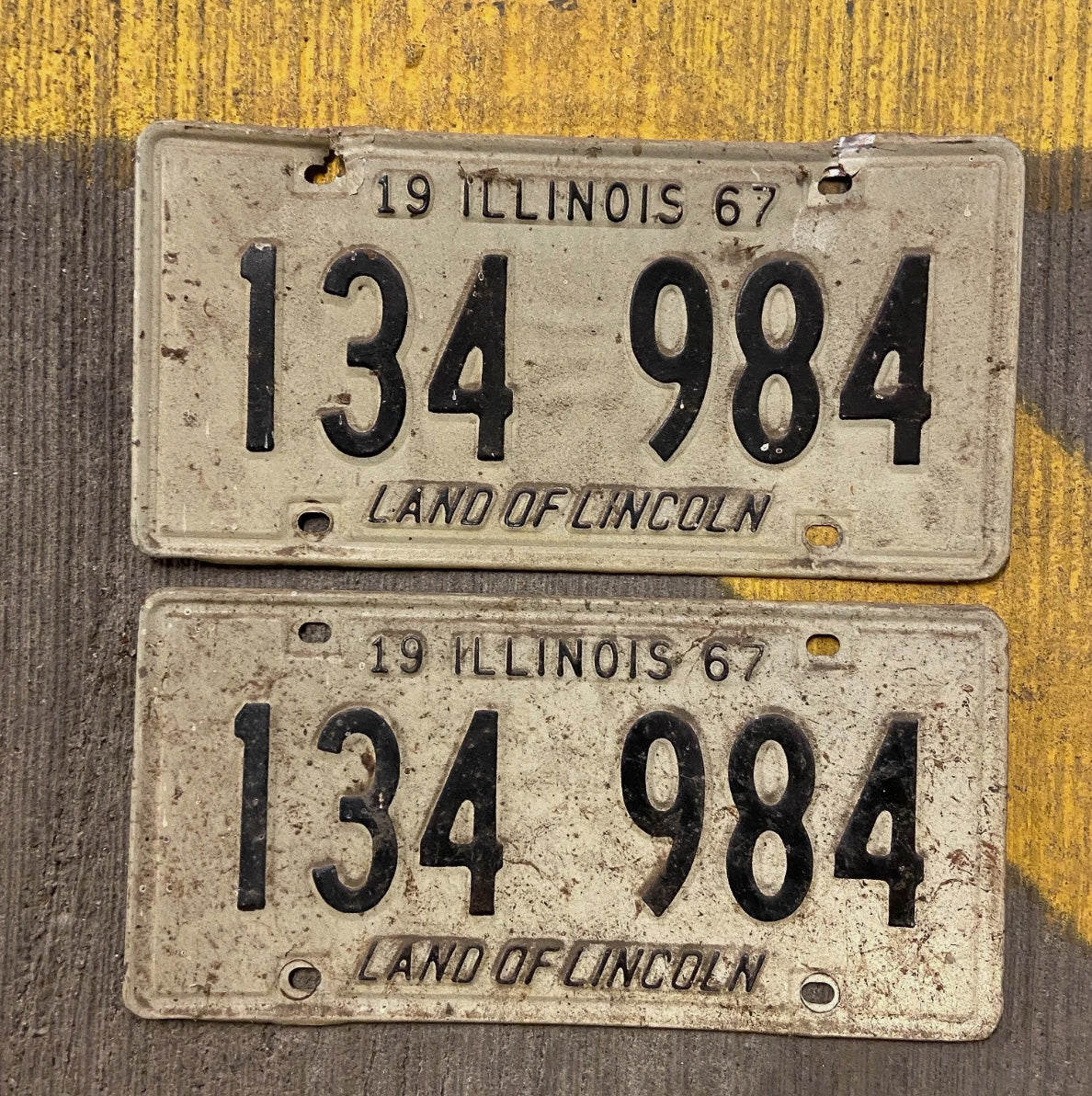 Photo of a 1967 Illinois License Plate Auto Tag Garage Decor Vintage 134 984