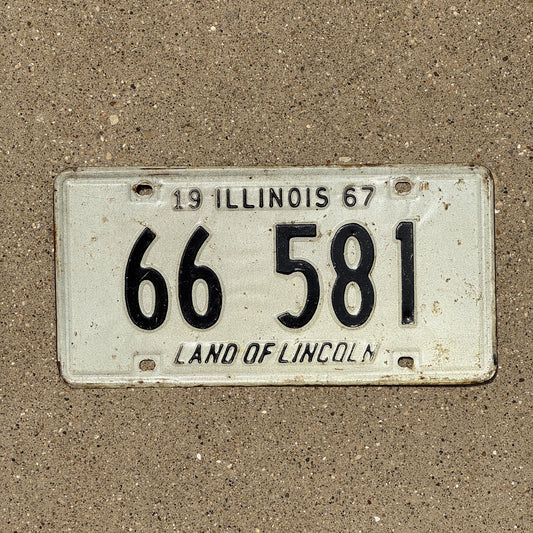 Photo of a 1967 Illinois License Plate Auto Tag Garage Decor Vintage 66 581
