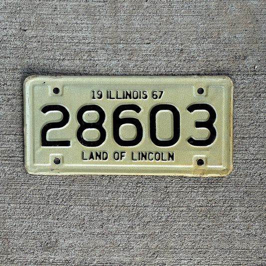 Photo of a 1967 Illinois Motorcycle License Plate Auto Tag Garage Decor Vintage 28603 with original patina