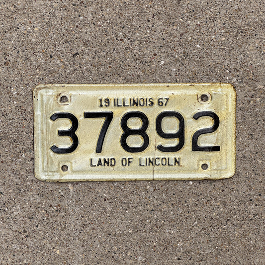 Photo of a 1967 Illinois Motorcycle License Plate Auto Tag Garage Decor Vintage 37892