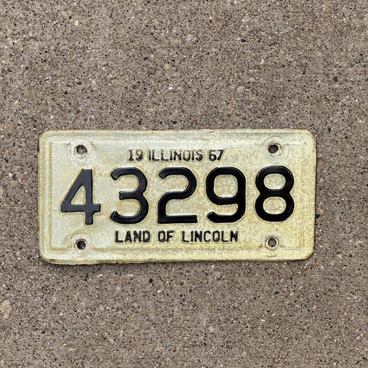 Photo of a 1967 Illinois Motorcycle License Plate Auto Tag Garage Decor Vintage 43298