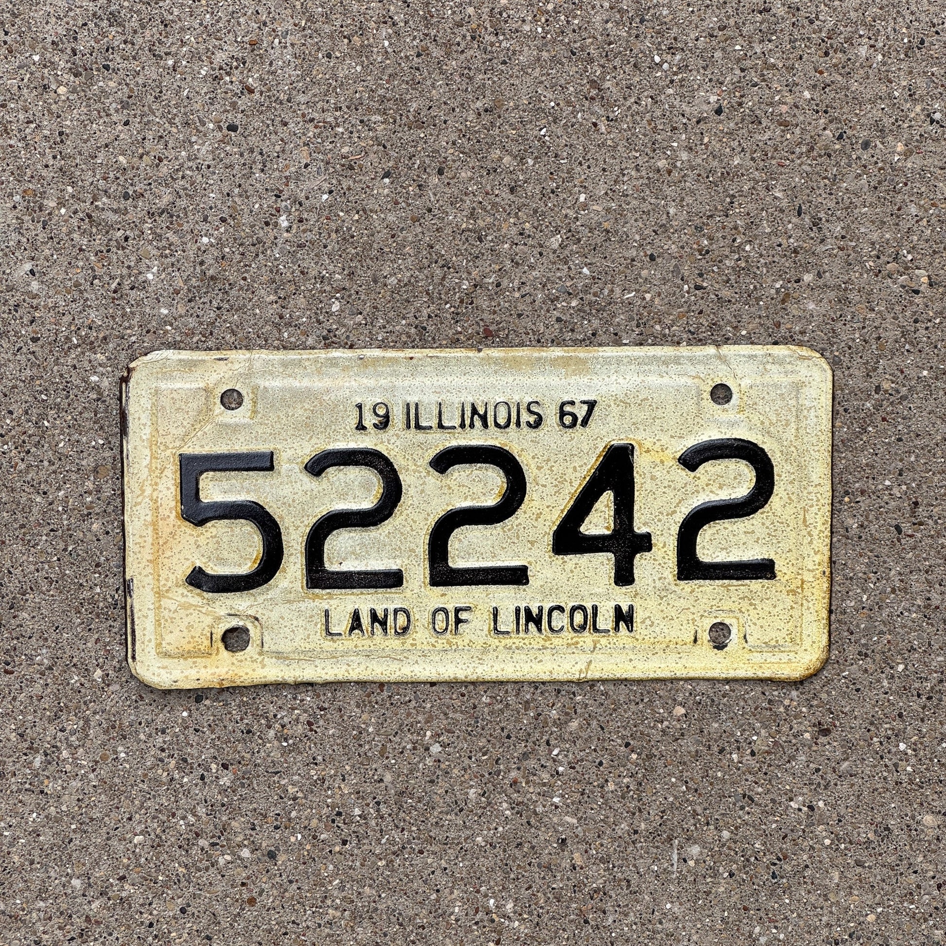 Photo of a 1967 Illinois Motorcycle License Plate Auto Tag Garage Decor Vintage 52242