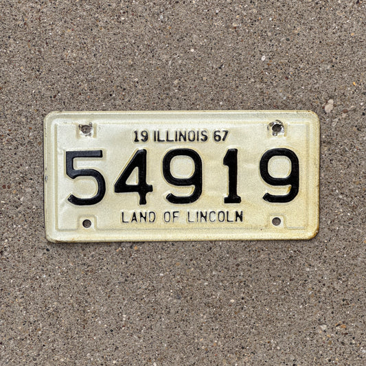 Photo of a 1967 Illinois Motorcycle License Plate Auto Tag Garage Decor Vintage 54919