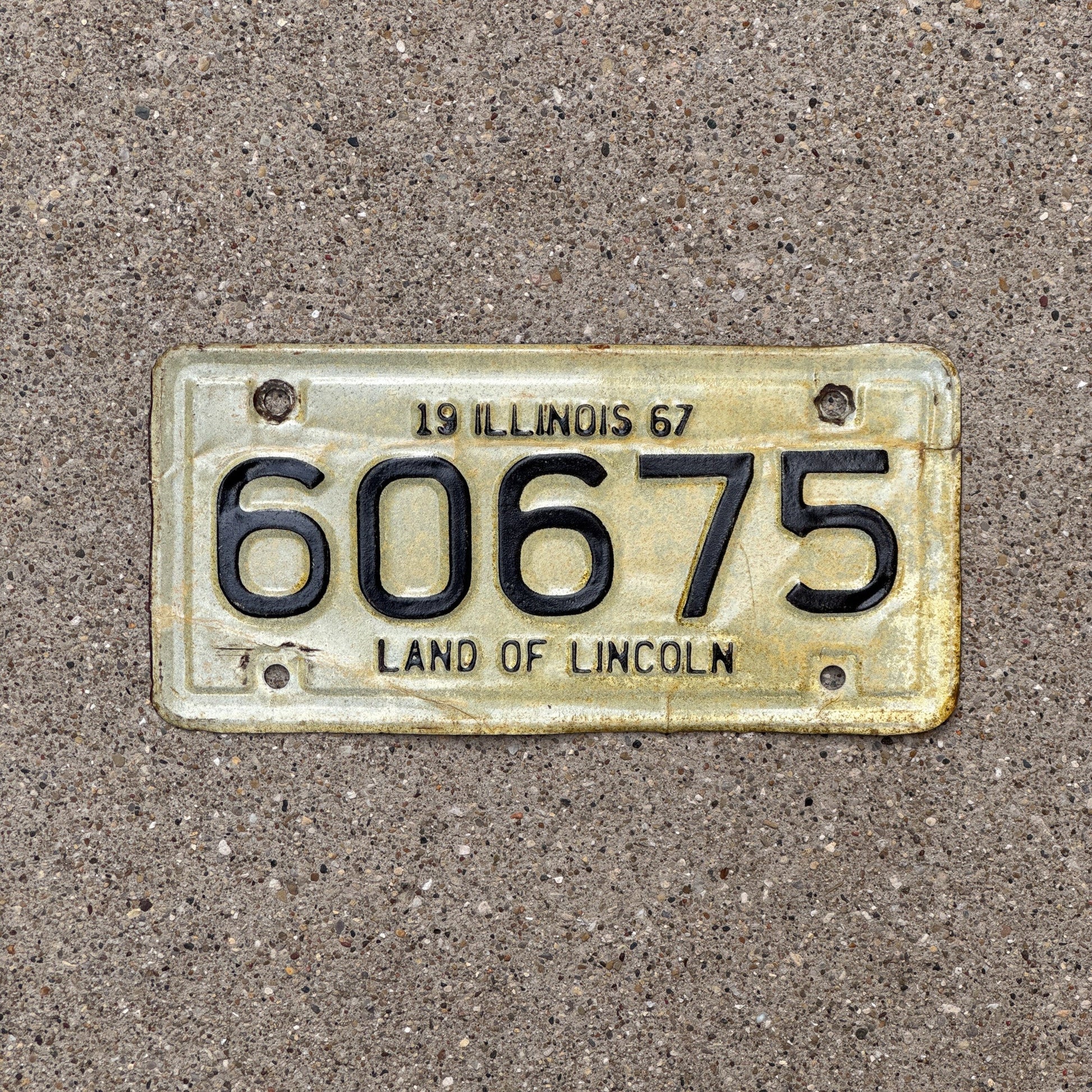 Photo of a 1967 Illinois Motorcycle License Plate Auto Tag Garage Decor Vintage 60675
