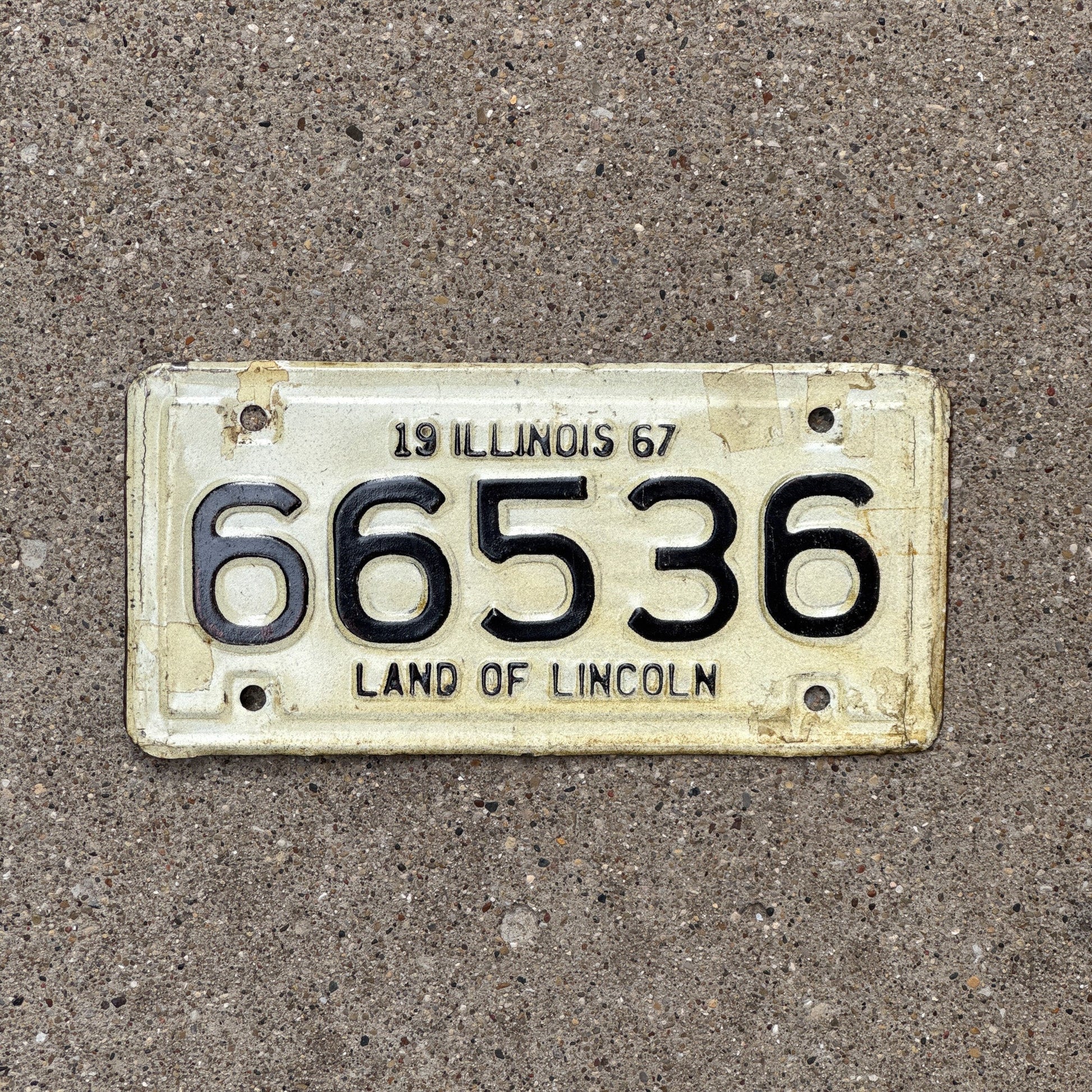 Photo of a 1967 Illinois Motorcycle License Plate Auto Tag Garage Decor Vintage 66536
