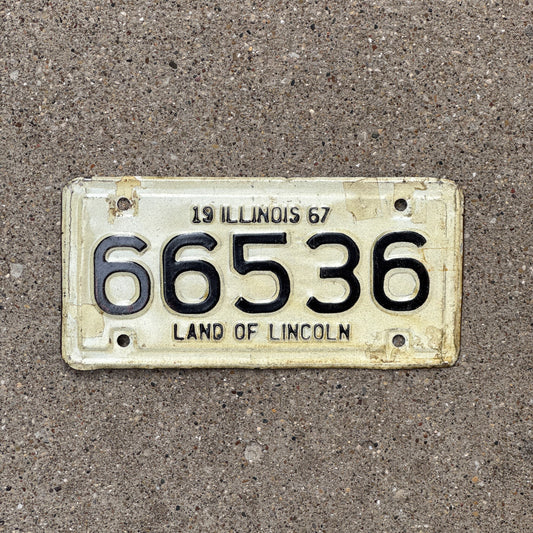 Photo of a 1967 Illinois Motorcycle License Plate Auto Tag Garage Decor Vintage 66536