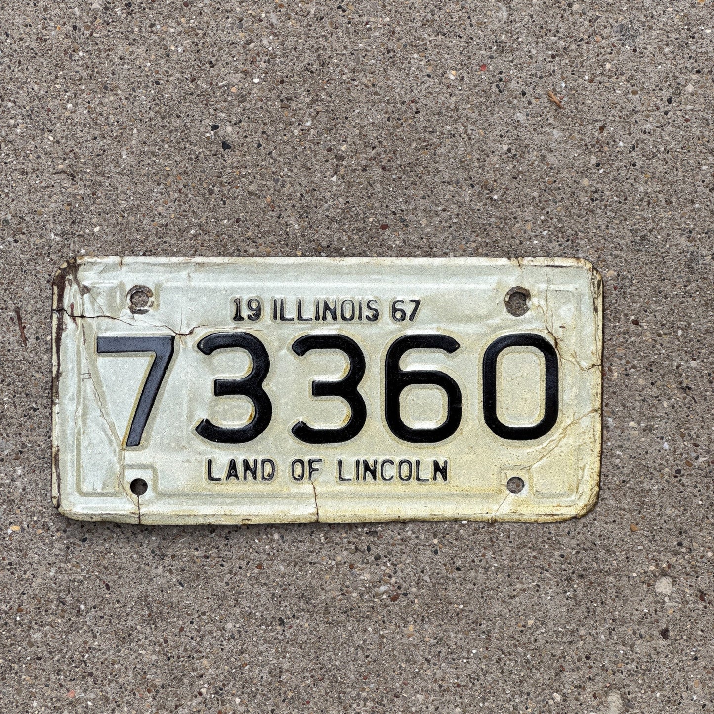 Photo of a 1967 Illinois Motorcycle License Plate Auto Tag Garage Decor Vintage 73360