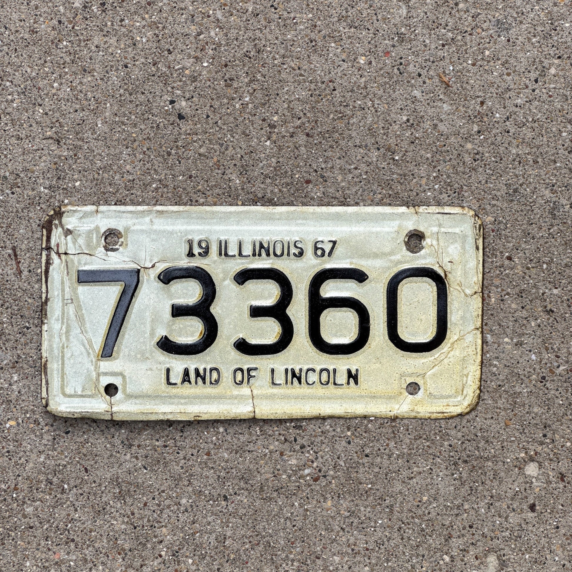 Photo of a 1967 Illinois Motorcycle License Plate Auto Tag Garage Decor Vintage 73360