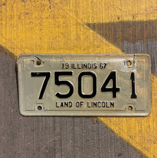 Photo of a 1967 Illinois Motorcycle License Plate Auto Tag Garage Decor Vintage 75041 with original patina