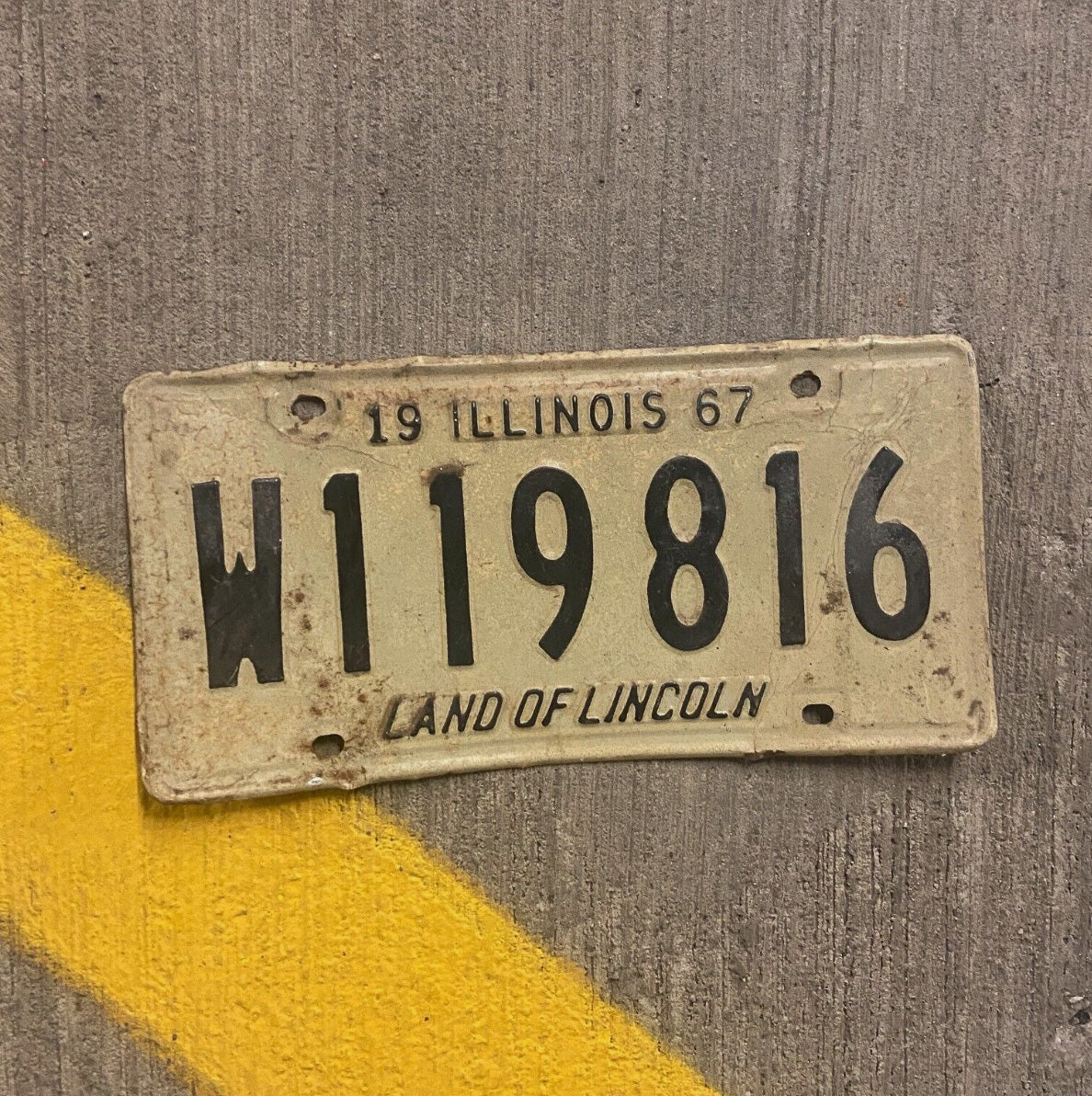 Photo of a 1967 Illinois Trailer License Plate Auto Tag Garage Decor Vintage W 119 816