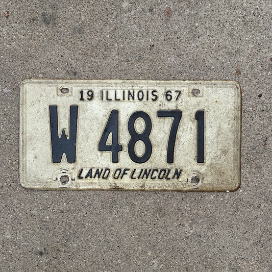Photo of a 1967 Illinois Trailer License Plate Auto Tag Garage Decor Vintage W 4871 with original patina