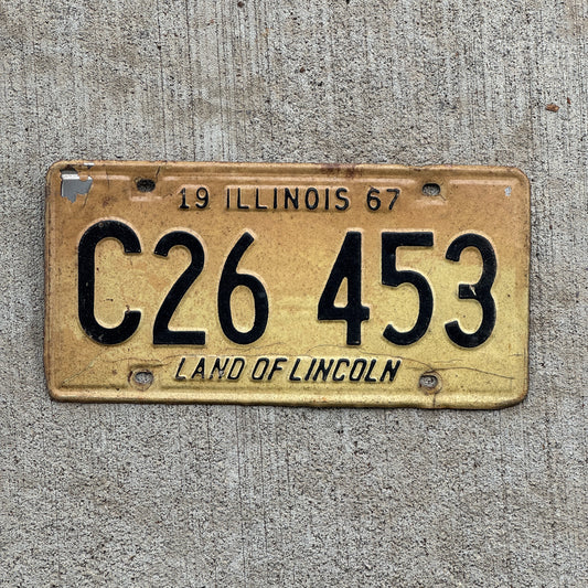 Photo of a 1967 Illinois Truck License Plate Auto Tag Garage Decor Vintage C 26 453 with original patina