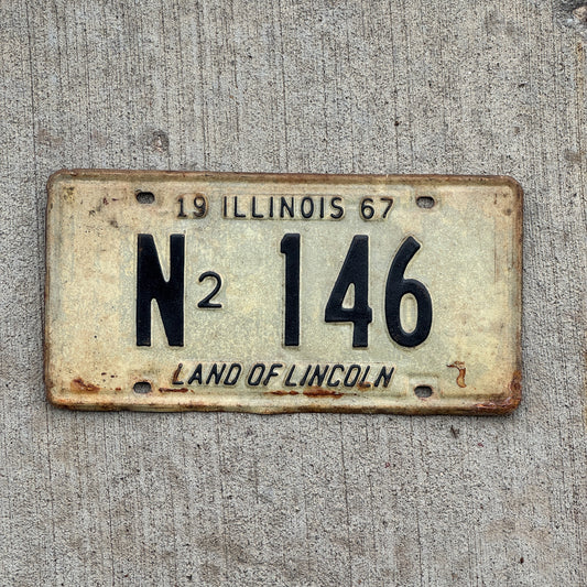 Photo of a 1967 Illinois Truck License Plate Auto Tag Garage Decor Vintage N2 146 with original patina