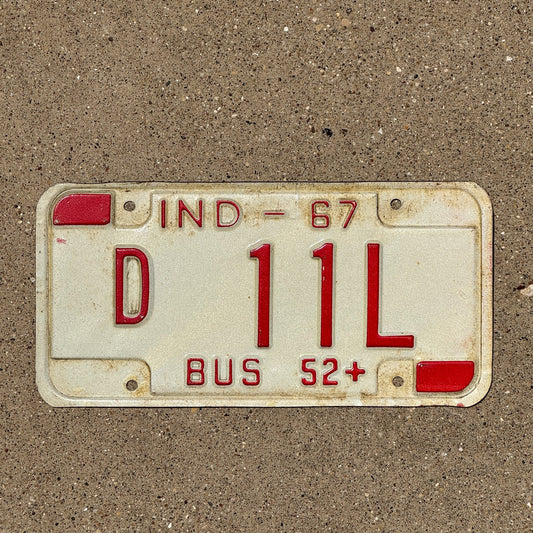 Photo of a 1967 Indiana Bus License Plate Auto Tag Garage Decor Vintage D 11L