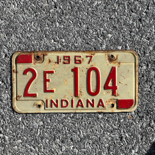 Photo of a 1967 Indiana License Plate Auto Tag Garage Decor Vintage 2E 104