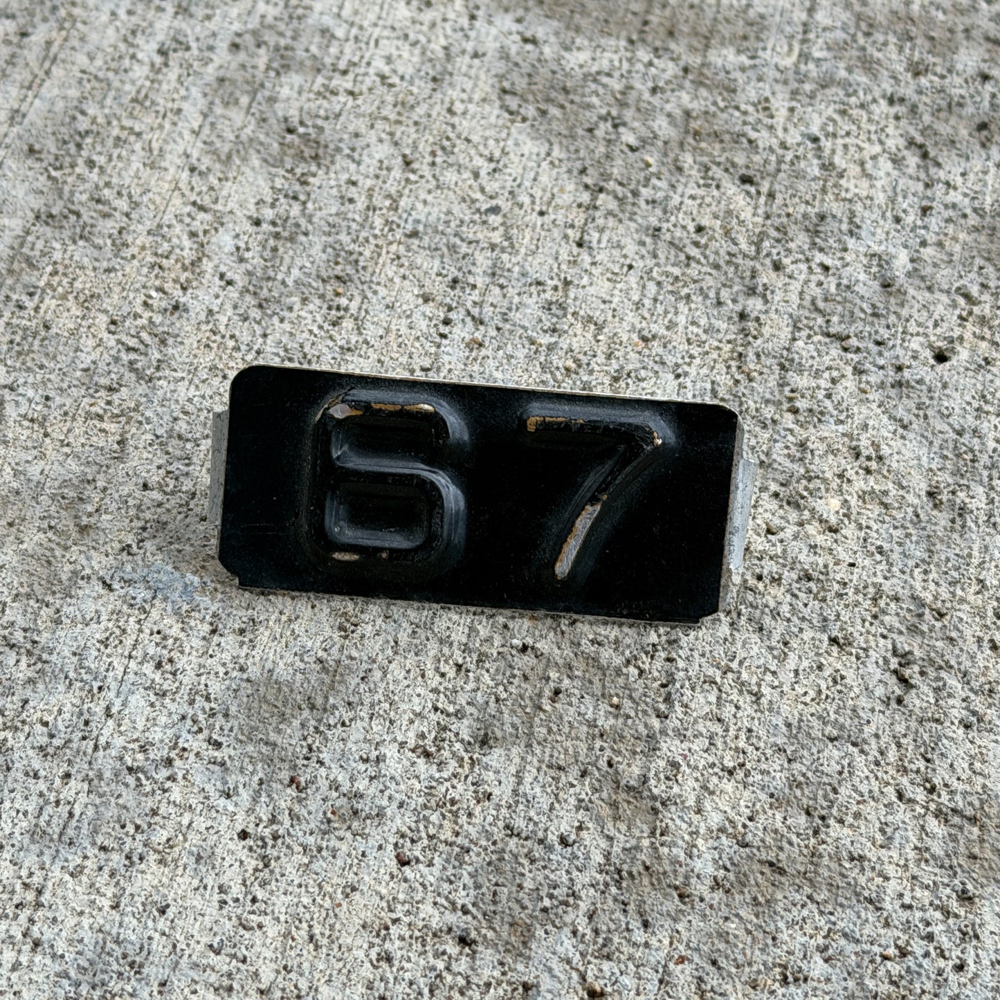 Photo of a 1967 Maine Tab License Plate Auto Tag 12 Garage Decor with original patina