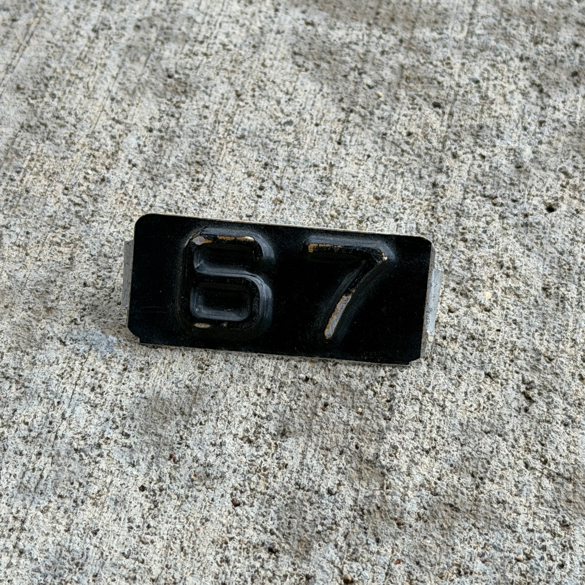 Photo of a 1967 Maine Tab License Plate Auto Tag 12 Garage Decor with original patina