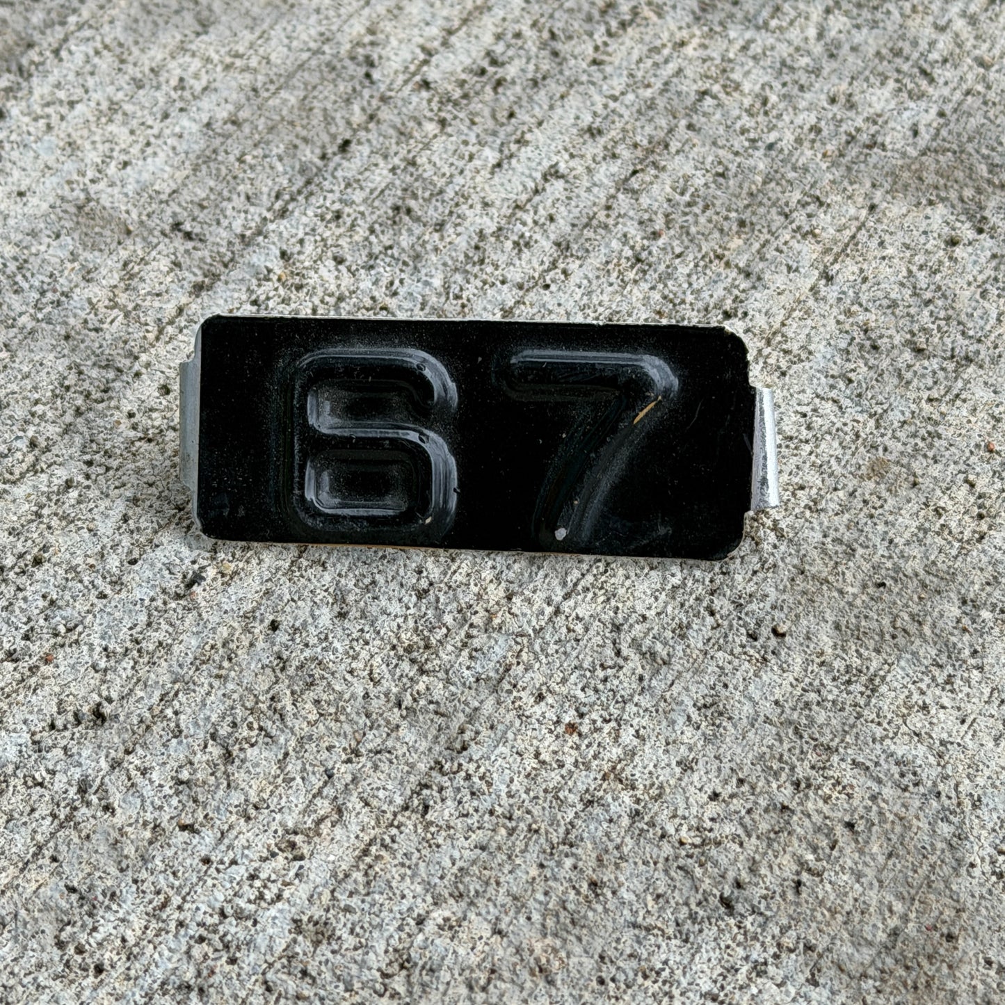 Photo of a 1967 Maine Tab License Plate Auto Tag 13 Garage Decor with original patina