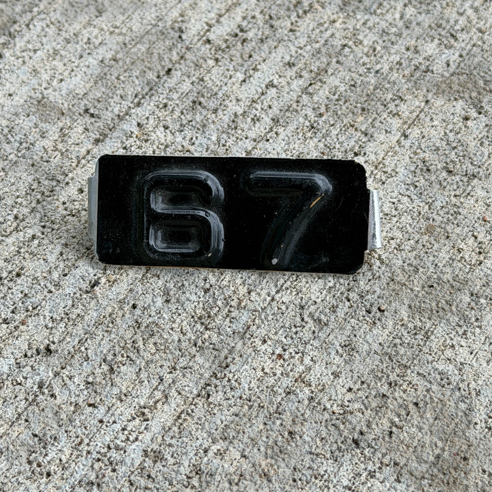 Photo of a 1967 Maine Tab License Plate Auto Tag 13 Garage Decor with original patina