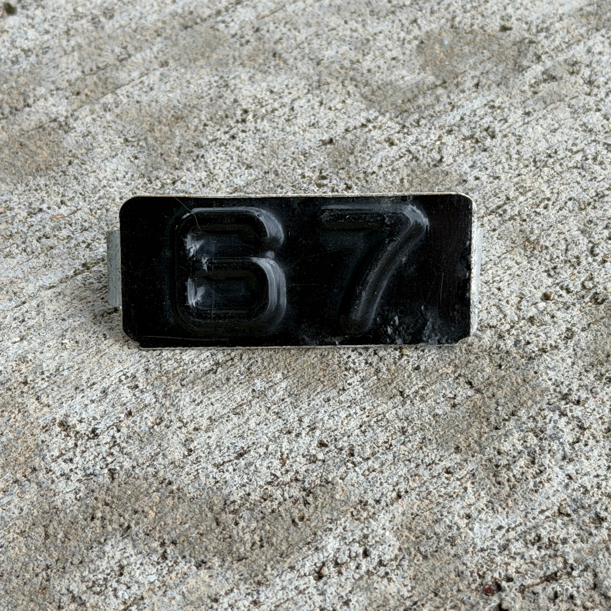 Photo of a 1967 Maine Tab License Plate Auto Tag 15 with original patina