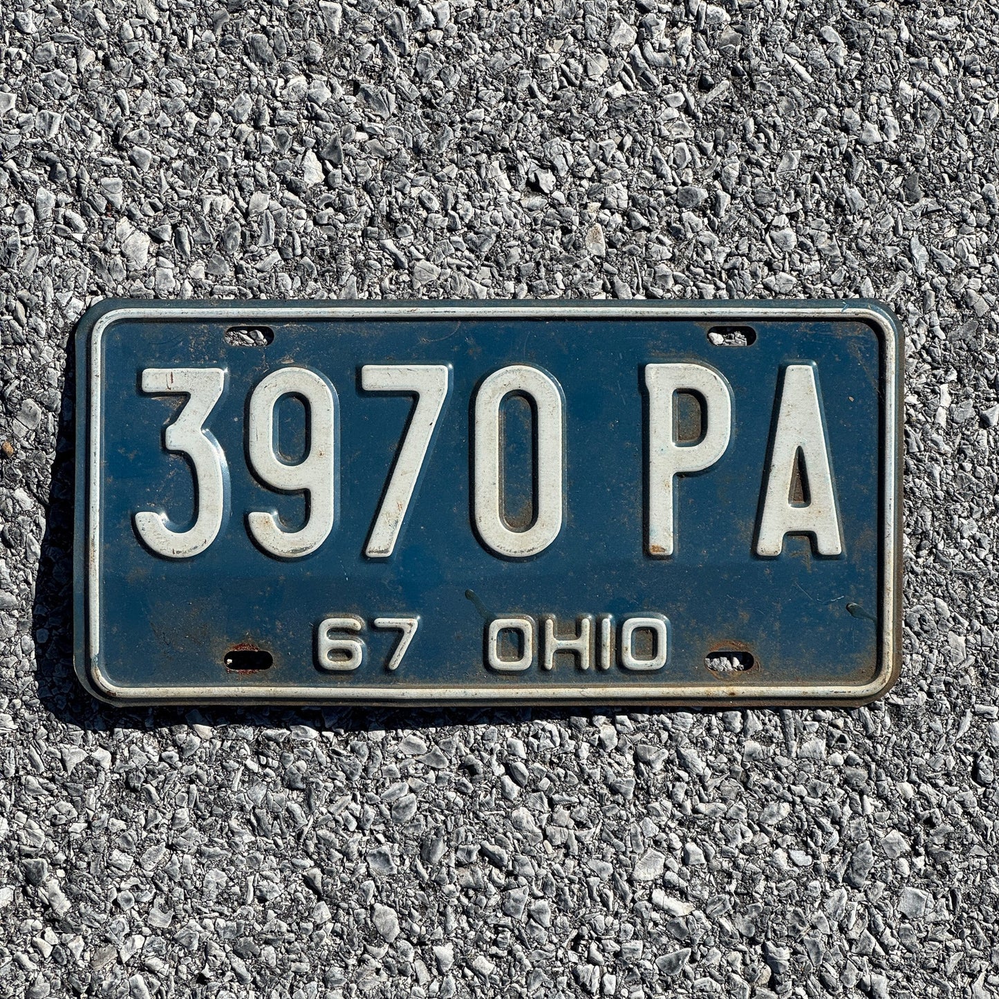 Photo of a 1967 Ohio License Plate Auto Tag Garage Decor Vintage 3970 PA