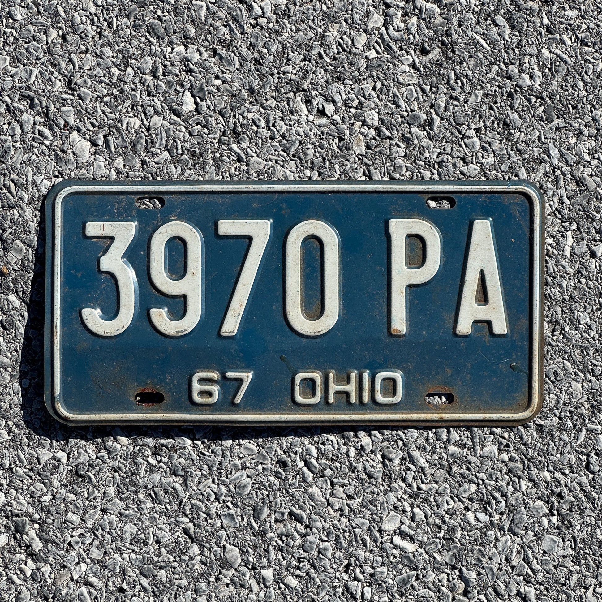 Photo of a 1967 Ohio License Plate Auto Tag Garage Decor Vintage 3970 PA