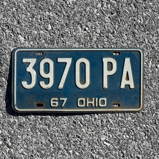 Photo of a 1967 Ohio License Plate Auto Tag Garage Decor Vintage 3970 PA