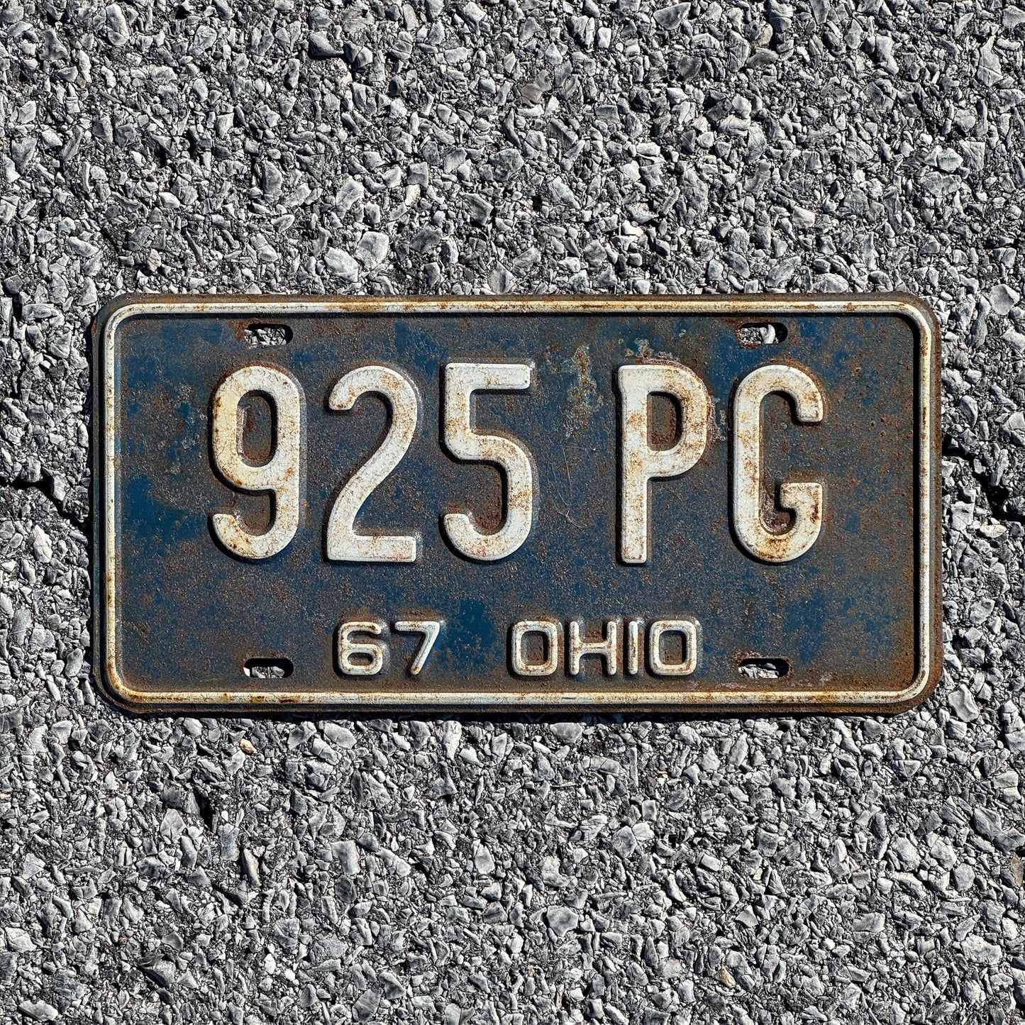 Photo of a 1967 Ohio License Plate Auto Tag Garage Decor Vintage 925 PG