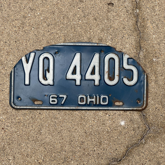 Photo of a 1967 Ohio License Plate Auto Tag Garage Decor Vintage YQ 4405 with original patina