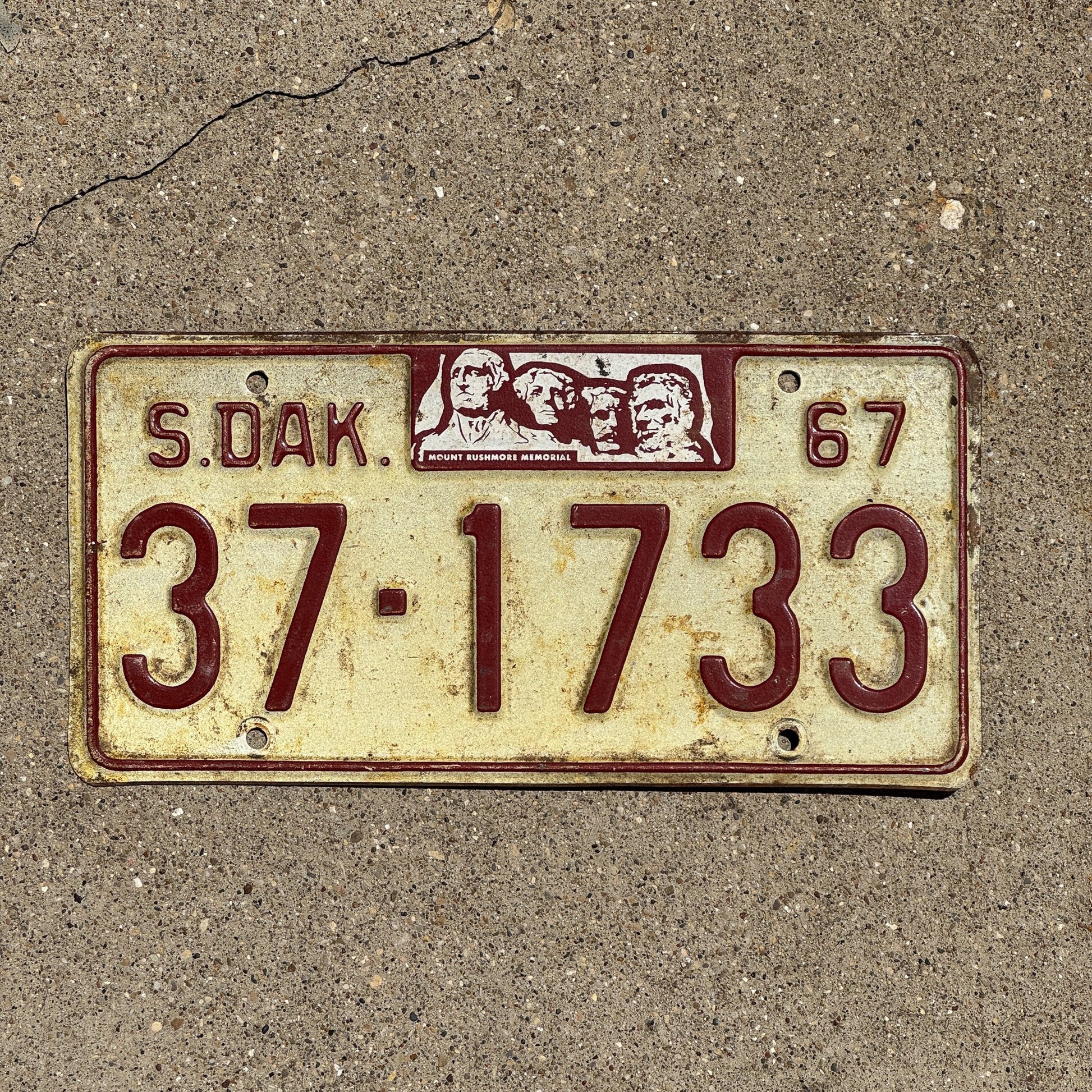 Photo of a 1967 South Dakota License Plate Auto Tag Garage Decor Vintage Hutchinson 37 1733
