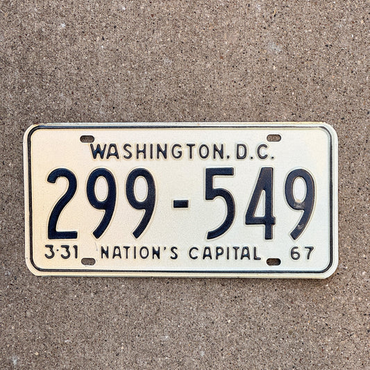 Photo of a 1967 Washington DC License Plate Auto Tag 1 Garage Decor 299 549 with original patina